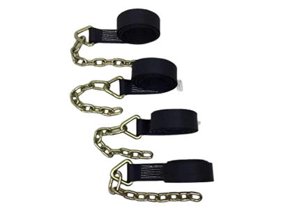 8 Point Heavy Duty Diamond Weave 18' Strap Kit for Rollback/Flatbed Tie Downs with 12" Chain Tail