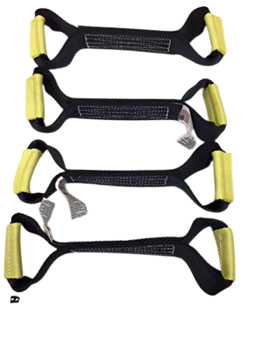 8 Point Heavy Duty Diamond Weave 18' Strap Kit for Rollback/Flatbed Tie Downs with 12" Chain Tail