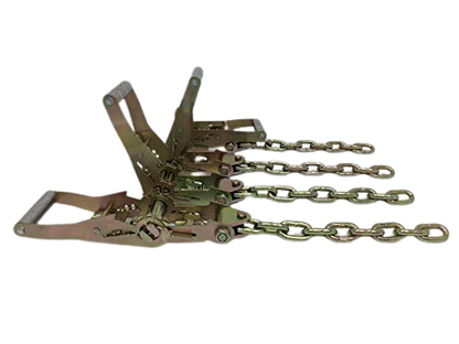 8 Point Heavy Duty Diamond Weave 18' Strap Kit for Rollback/Flatbed Tie Downs with 12" Chain Tail