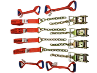 8 Point Heavy Duty Diamond Weave 18' Strap Kit for Rollback/Flatbed Tie Downs with 12