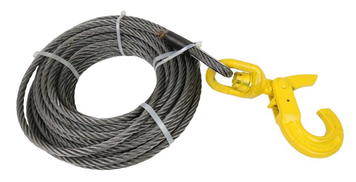 3/8 x 75' Fiber Core Winch Cable with Self Locking Swivel Hook