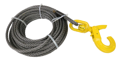 3/8 x 75' Fiber Core Winch Cable with Self Locking Swivel Hook