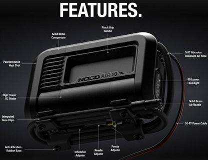 NOCO AIR15 Portable Air Compressor, 44 LPM, 15 Amp, 80 PSI