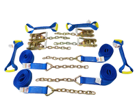 8 Point Heavy Duty Diamond Weave 18' Strap Kit for Rollback/Flatbed Tie Downs with 12