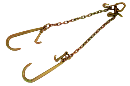 24" V-Bridle Chain with Big 15" J and Mini J Hooks - 5,400 WLL