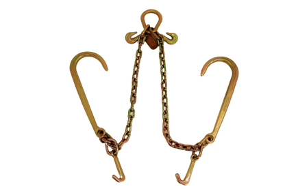 24" V-Bridle Chain with Big 15" J and Mini J Hooks - 5,400 WLL