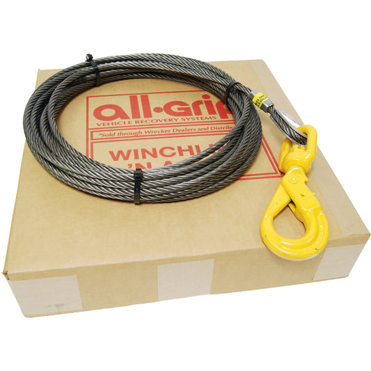 All-Grip Fiber-Core Winch Cable with Self-Locking Swivel Hook 85' CUSTOM