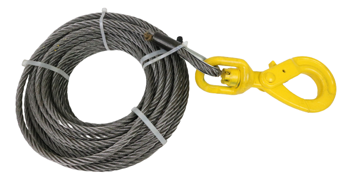 3/8 x 50' Fiber Core Winch Cable with Self Locking Swivel Hook