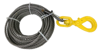 3/8 x 50' Fiber Core Winch Cable with Self Locking Swivel Hook
