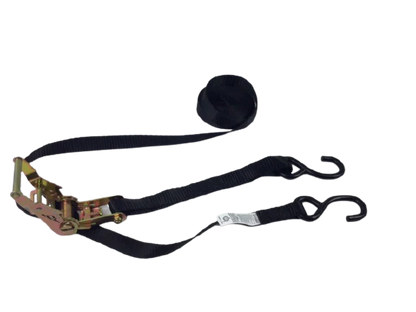 1" x 16' Ratchet Strap Assembly with Vinyl S-Hooks