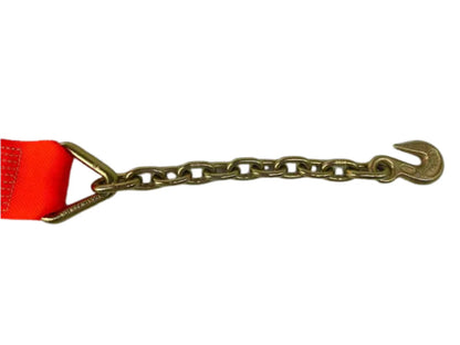 4" x 30' Winch Strap w/ Chain End & Grab Hook