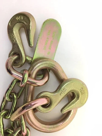 24" V-Bridle Chain with Big 15" J and Mini J Hooks - 5,400 WLL
