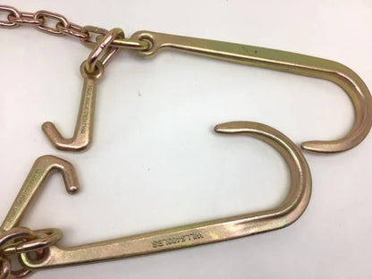24" V-Bridle Chain with Big 15" J and Mini J Hooks - 5,400 WLL