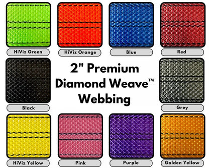 New Welded Wide Mouth Swivel-J Hook Wheel Strap - Diamond Weave