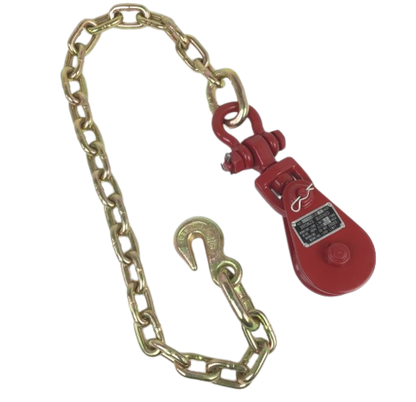 Snatch Block 2 Ton w/ Shackle w/ Chain & Grab Hook Assembly